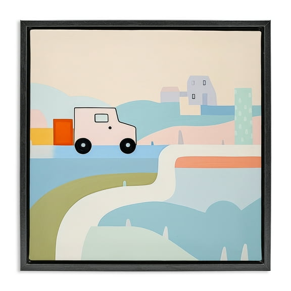 Stupell Industries Imagination On Wheels Landscape Painting Black Floater Framed Art Print Wall Art, 18 x 18