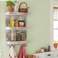 thumbnail image 2 of Autumn Alley White Washed Wood Shelf with 4 Hooks and 3 Shelves, Wall Mount, 2 of 8