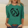 thumbnail image 2 of QATAINLAV T-Shirts Graphiques de Rugby pour Femmes Jour de Match 2025 Été Manches 3/4 Hauts Coupe Ample Décontractés Col Rond Blouses Tenues de Vacances Liquidation Soldes Vert G, 2 of 5
