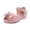 Pink, variant on Toddler Girls Dress Shoes Open Toe Rhinestone Bow Non Slip Sandals Lightweight Party Leather Princess Heeled Shoes Beige Size 10 Little Kid