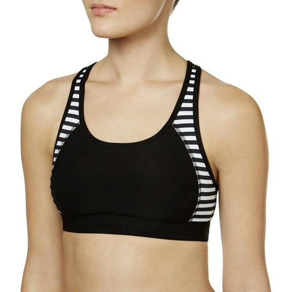 Ideology Women's Strips Ladder-Back Mid-Impact Sports Bra, XS