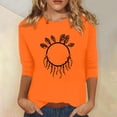 thumbnail image 1 of Wanfds Orange Ladies Tops 2025 Dressy Crew Neck Three-Quarter Sleeve Top M, 1 of 3