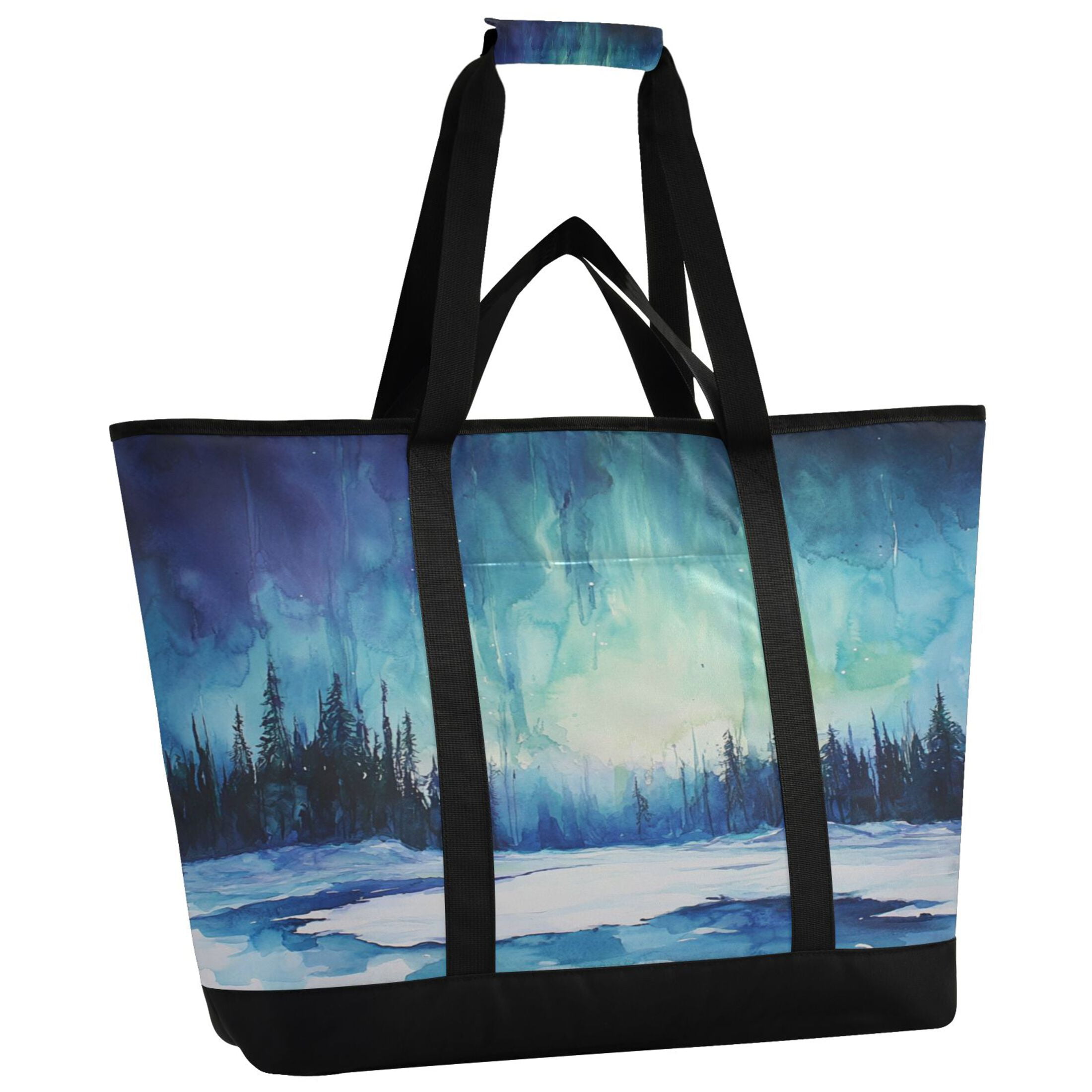 Large Hand-held Ice Pack Picnic Bag Insulation and Refrigeration Suitable for Shopping Picnics and Camping Aurora in The Forest