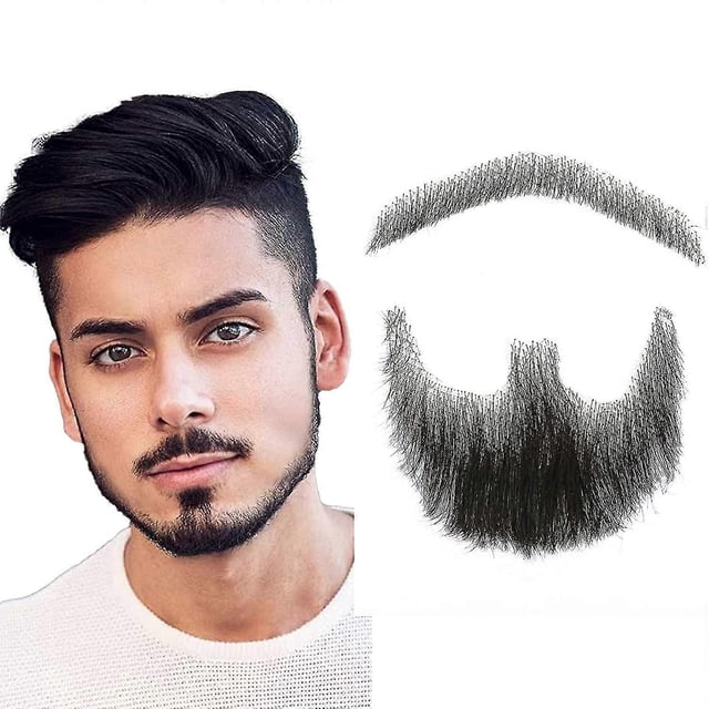 Fake Beard Realistic 100% Human Hair Full Hand Tied Goatee Black For Men Makeup Entertainment/drama (hz03)