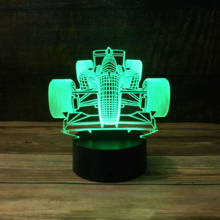 EXOOHOUO 3D Race Car Night Light for Boys 3D Illusion Car Lamp, 7