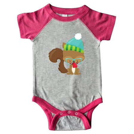 

Inktastic Hipster Squirrel Squirrel With Glasses Scarf Hat Gift Baby Boy or Baby Girl Bodysuit