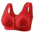 thumbnail image 1 of Sports Bras Cotton Front Closure Lace Trim Wireless Bra Middle Age Queen Size Comfort Plus Size Bra Red 42, 1 of 3