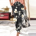 thumbnail image 2 of ZQUUVOU Women's Capris Pants High Waist Casual Boho Print Beach Lightweight Loose Pockets Pants(E-Beige,2XL), 2 of 5