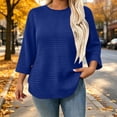 thumbnail image 4 of SuTry Plus Size Women's Sweatshirt Crew Neck 3/4 Sleeve Quilted Pullover with Curved Hem for Casual Fall Days and Cozy Lounging, 4 of 8