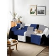 thumbnail image 3 of Navy Blue Grey Black Geometric Couch Cover for 2 Cushion Couch, Middle Century Abstract Aesthetics Washable Love Seat Sofa Covers Slipcover, Throw Sofa Covers for Pets, Furniture Protector 71"x102", 3 of 9