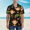 thumbnail image 4 of Daiia Monkeys Swinging from Palms Hawaiian Shirt for Men Gentle Cotton Regular Short Sleeve Casual-Large, 4 of 9