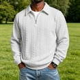 thumbnail image 3 of HAOTAGS Men’s Zip-Up Polo Shirts Lightweight Clean Minimalist Design, Subtle Textured Knit Casual Layering Pullover Tops White Size 3XL, 3 of 6
