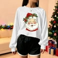 thumbnail image 5 of Women’s Cute Christmas Tree Crop Sweatshirt Long Sleeve Xmas Graphic Pullover Holiday Family Matching Top Funny Santa Lantern Sleeve Tee,White,L, 5 of 5