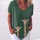 thumbnail image 2 of Elegante mujer con cuello en V estampado camiseta blusa Tops sudadera OAVQHLG3B Store  lin121212, 2 of 4