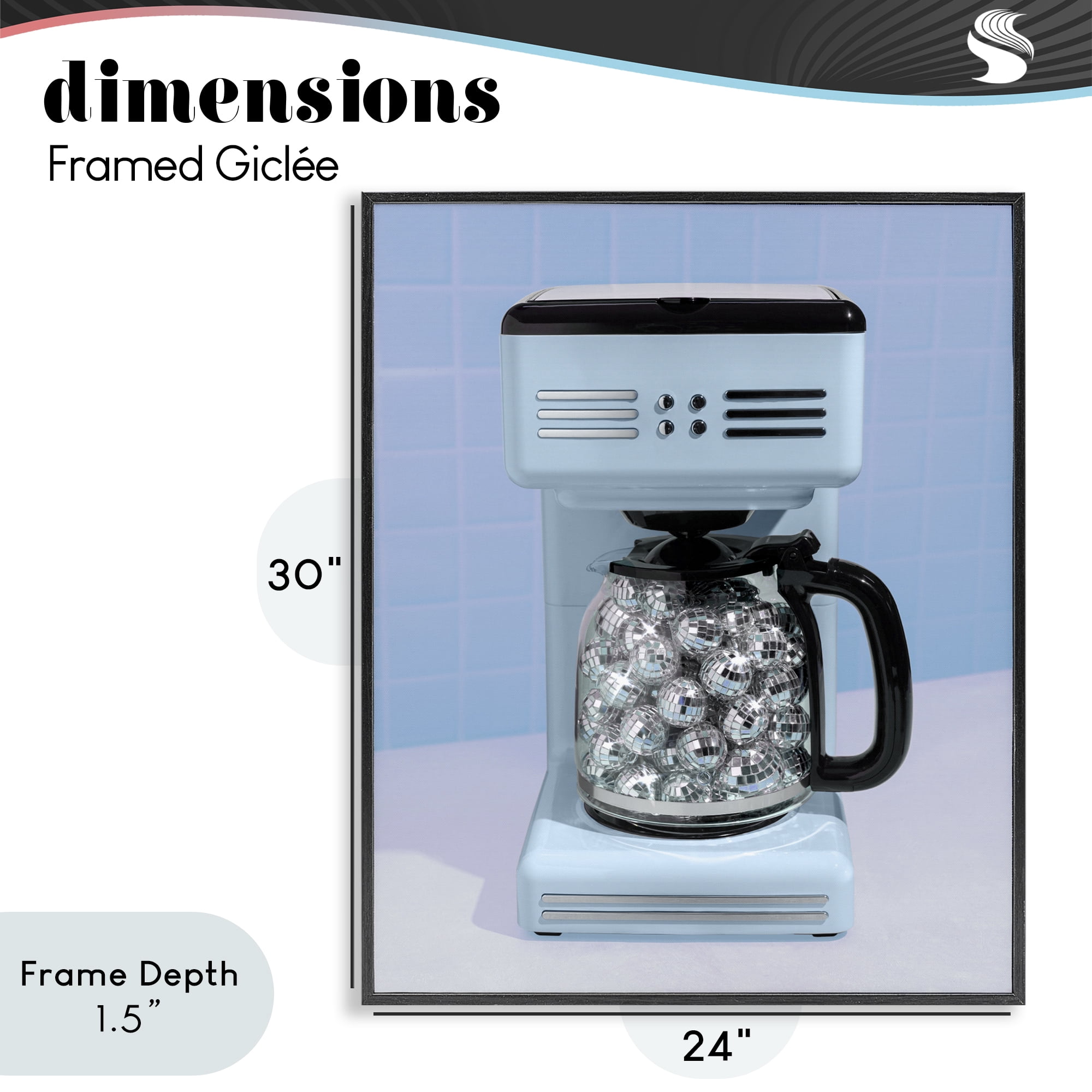 Stupell Industries Disco Coffee Maker over Blue Black Framed Giclee Art, design by LISH Creative