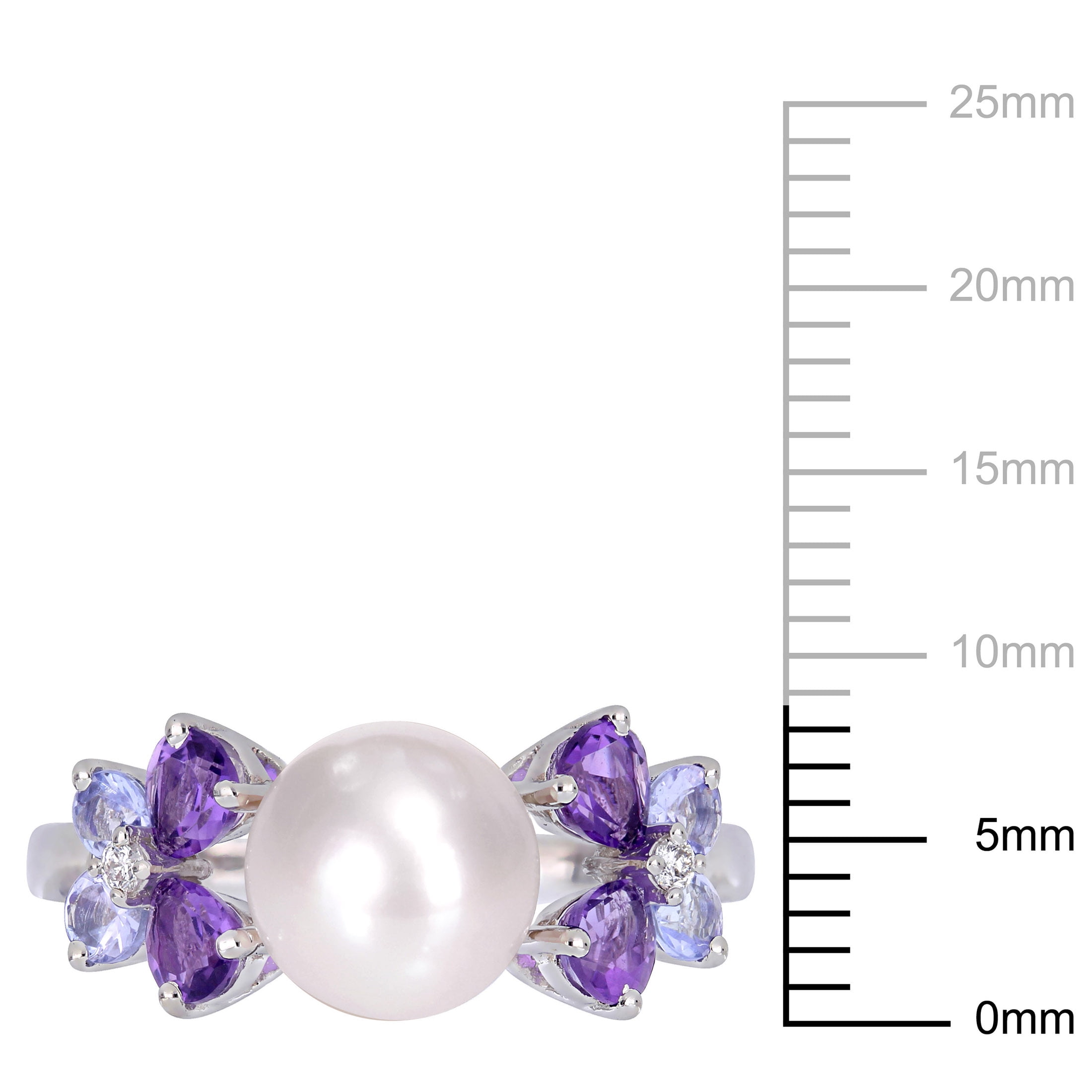 Everly Women's Cultured Pearl and Amethyst Tanzanite Sterling Silver Ring