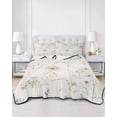 thumbnail image 3 of Beige Black Botanical Twin Size Down Alternative Comforter, Lightweight Comforter Quilt Bedding Set with Pillow Shams Watercolor Floral Vintage All Seasons Bed Comforter Duvet Insert 68"x86", 3 of 7