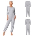 thumbnail image 2 of Aislor Women Care Dementia Clothing Alzheimers Anti-Strip Jumpsuit Nursing Nightwear with Zipper at Back and Leg Grey XL, 2 of 7