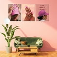 thumbnail image 2 of Modern Abstract African American Women Wall Art Set of 3 Painting Canvas Prints,Boho Black Girl with Floral Accents, Inspirational and Trend Poster for Living Room,Bedroom, 2 of 5