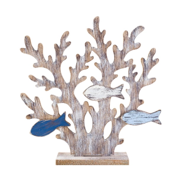 Estatua de coral mediterráneo, regalo de cumpleaños para decoración del hogar, manualidades, adorno de mesa. Pez