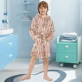 thumbnail image 5 of FORMRS Niños Bathrobe Unisex Hooded Robe Soft Plush Pajamas Sleepwear, Size 7-9T, Beige Gingerbread Houses, 5 of 7