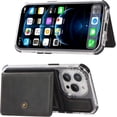 thumbnail image 3 of Compatible with iPhone 13 Pro Max Wallet Case with Card Holder PU Leather Kickstand Wrist Strap Shockproof Protective Cover for Women Man Black, 3 of 7