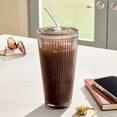 thumbnail image 3 of Better Homes & Gardens 21 oz Ribbed Glass Tumbler, Brown, 2-Pack, 3 of 7