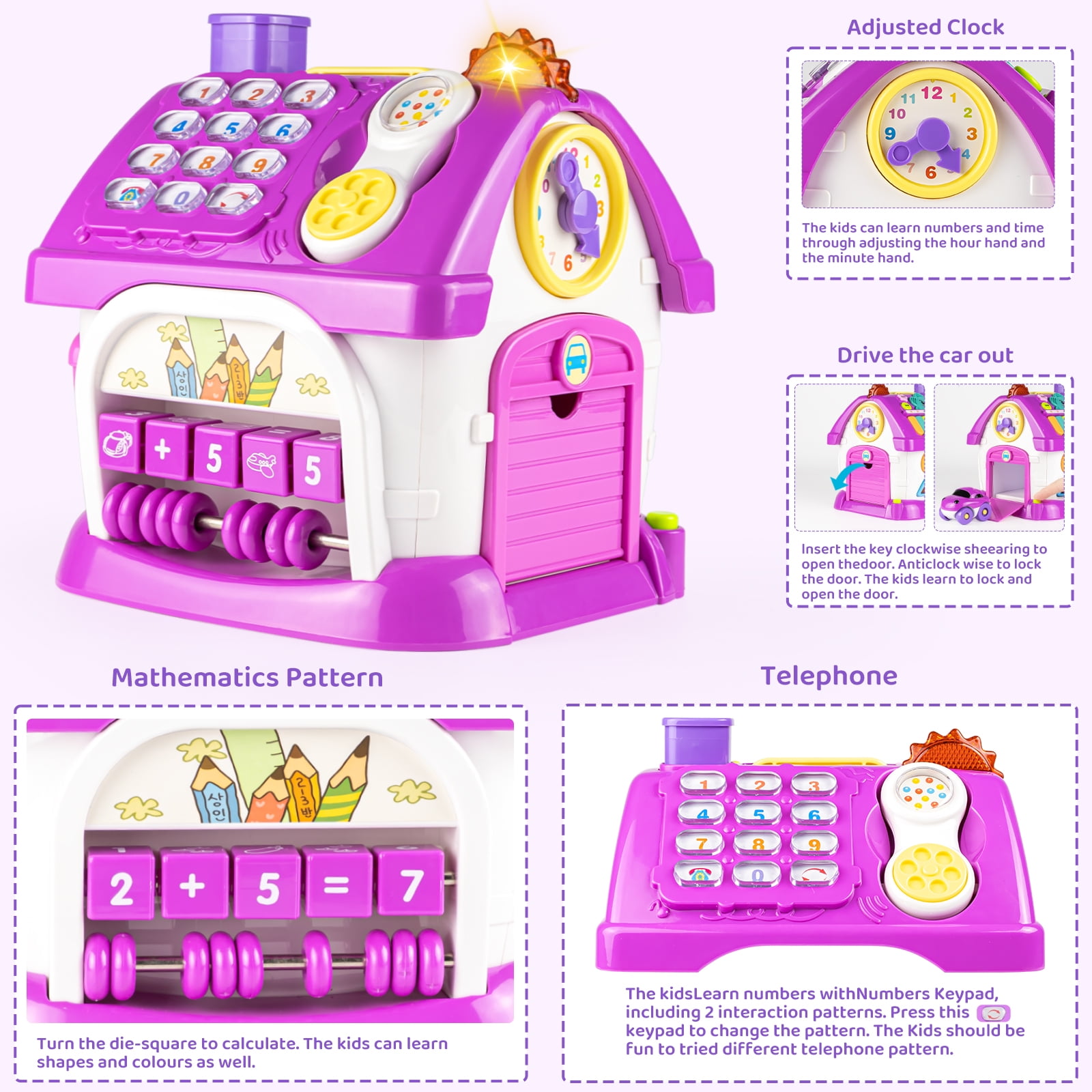 Marstone Montessori Toddler Toys for 1 Year Old Girl Gifts 8 in 1 Multi-Functional Learning Baby Musical House for 1 2 3 Year Old Girl and Boy Birthday Gifts Educational Baby Toys 6-12, 12-18 Months