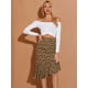 thumbnail image 3 of INSPIRE CHIC Falda Midi Asimétrica De Sirena Con Dobladillo Con Volantes Y Estampado Floral De Leopardo Para Mujer Leopardo S, 3 of 6