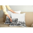 thumbnail image 2 of Ambesonne Black White Throw Pillow Cover 2 Pack, Savannah Animals Sketch, 16", White and Black, 2 of 7