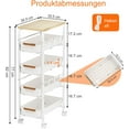 thumbnail image 5 of 5-Tier Slim Storage Cart, Wooden Top Rolling Kitchen Cart with Pull-Out Baskets & Wheels, Narrow Space Utility Cart Slide Out Organizer for Kitchen, Bathroom, Laundry Room, White, 5 of 7
