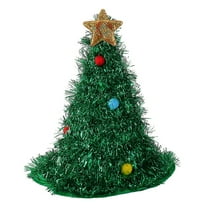 Shoreew Christmas Tree Hat Glitter Tinsel Santa Hat for Adults Children Funny Holiday Party Acceesory for New Year Christmas Supplies