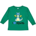 thumbnail image 3 of Inktastic I Love Dragons with Cute Blue Dragon Boys or Girls Long Sleeve Toddler T-Shirt, 3 of 5
