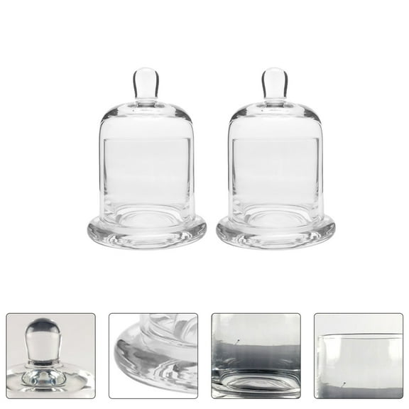 Glass Candle Holder, 2 Sets Decorative Glass Bell Jar Candle Holder Simple Party Romantic Candlestick