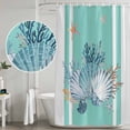 thumbnail image 5 of Small Stall Shower Curtain 48x72 Inch Narrow Half Size Summer Coastal Bath Curtains Bathroom Decor, Watercolor Shells Coral Starfish Ocean Blue Waterproof Fabric Shower Curtain Set with Hooks 48 Inch, 5 of 7