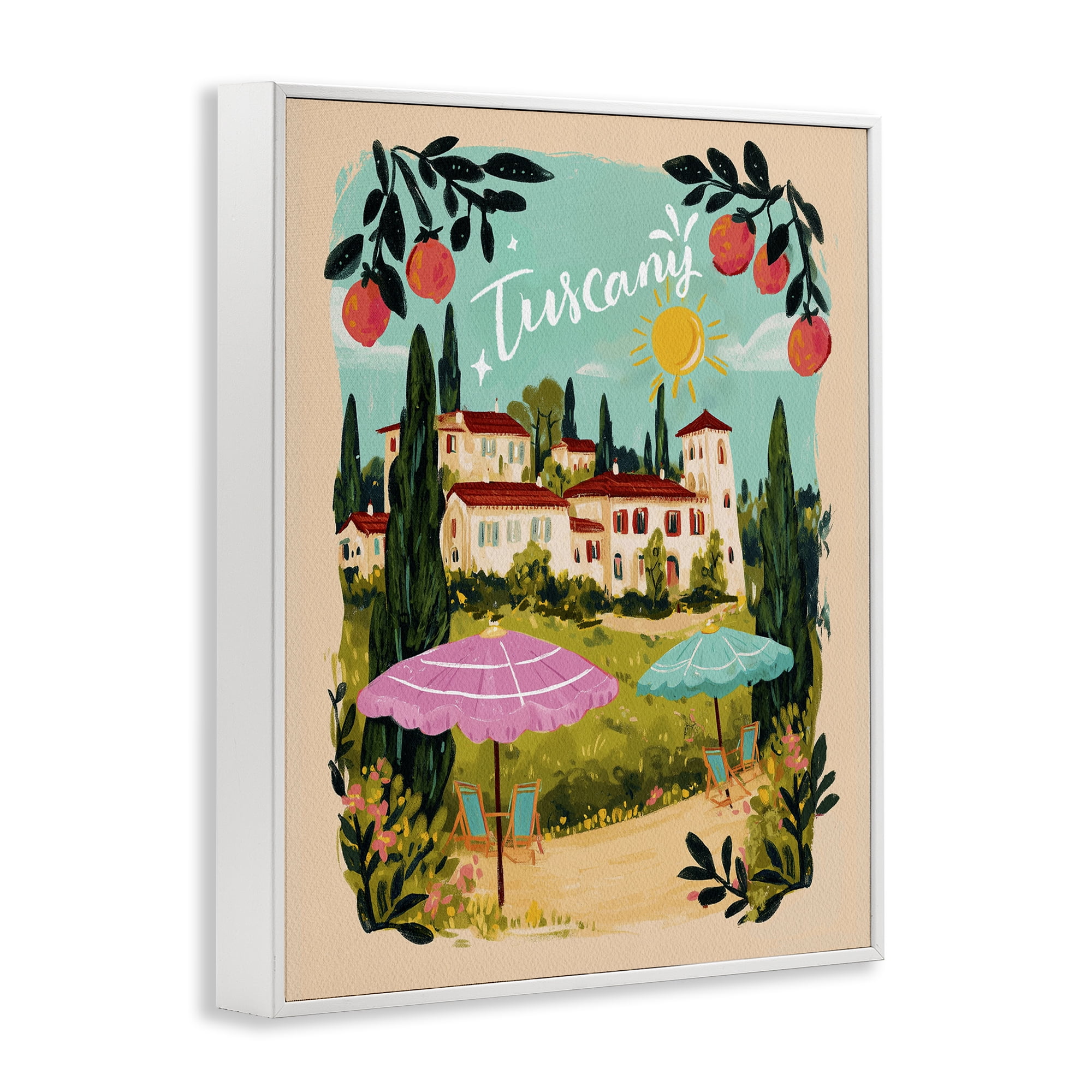Fruit Bordered Tuscany White Framed Giclee Art, design by Yen