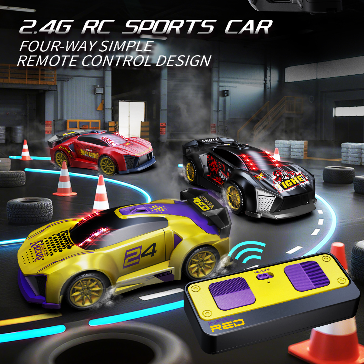 ZSUCC Battle RC Cars Stunt Racing Set, 3 IN 1 4WD Drift Car Toy for Kids Ages 6-12, Dual Controller, & Interactive Combat Game, Parent-Child Sensor Chase Toy for Kids Ages 6+ (Yellow)