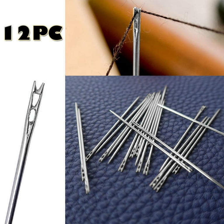 Follure12pcs Thick Big Eye Sewing self-threading Needles Embroidery Hand Sewing Simple, Size: 6.2, White