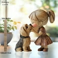 thumbnail image 4 of nvzhuang Girl and Dog Decor Creative Wooden Statue Cute Animal Figurine for Desktop Home Decor Present, 4 of 8