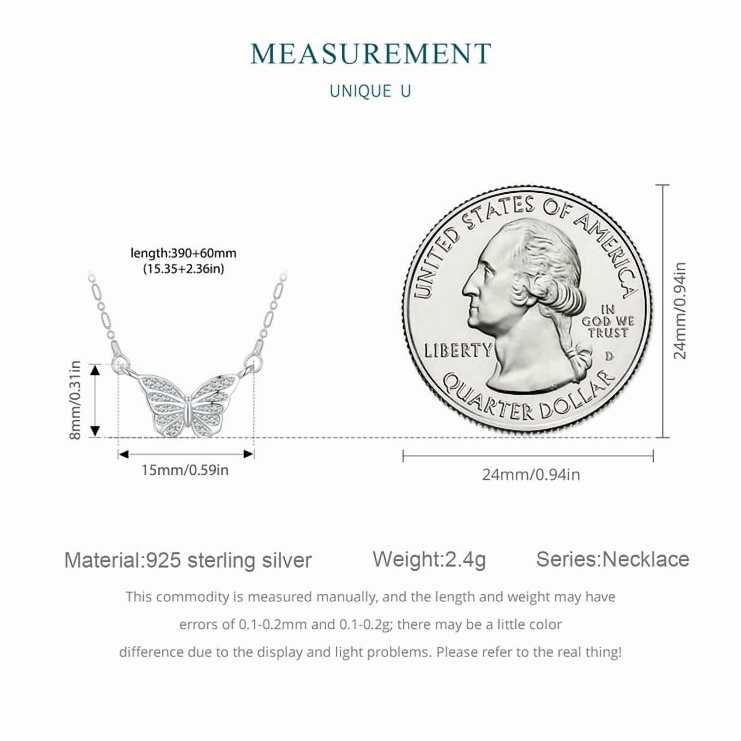 Fluttering Butterfly Necklace - 925 Silver Adjustable Chain Delicate Pendant Jewelry for Women