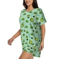 thumbnail image 2 of Uemuo Froggs In The Lake Pattern Women's Short-Sleeved Pajama, Button-Front Loungewear, 2-Piece Summer Sleepwear, Elastic Drawstring Shorts-Small, 2 of 7