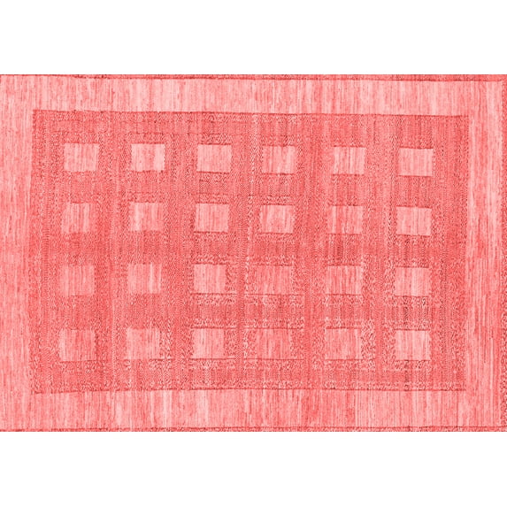 Ahgly Company Indoor Rectangle Checkered Red Modern Area Rugs, 7' x 10'