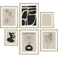 thumbnail image 4 of PixonSign Framed Canvas Print Wall Art Set - Polygon, Flower Woman, Monstera Black & Tan Poster Art - Collage Print Gallery Set of 6 Abstract Illustrations Wall Décor for Home - Natural, 4 of 5