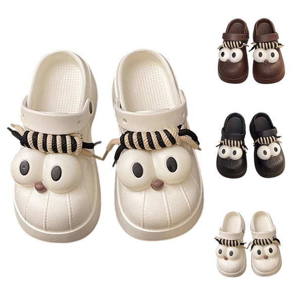 CAIXIA Kids Cute Clogs Cartoon Garden Shoes Cute Big Eye Clogs For Teen Girls Summer Outdoor Casual Platform Sandals Comfortable Daily Wear On Thick Sole,White