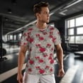 thumbnail image 3 of Wukai Rose Flowers Print Men's Short-Sleeved Mesh T-Shirt,Quick-Dry Short Sleeve Workout T-Shirt-Small, 3 of 8