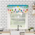 thumbnail image 4 of Children''s Day Curtain Valance for Windows/Living Room/Kitchen/Bathroom/Farmhouse, Kids Cartoon Handprint Bee Sun Rainbow Short Rod Pocket Tier Curtain Window Treatment, 1 Panel 54x18, 4 of 6