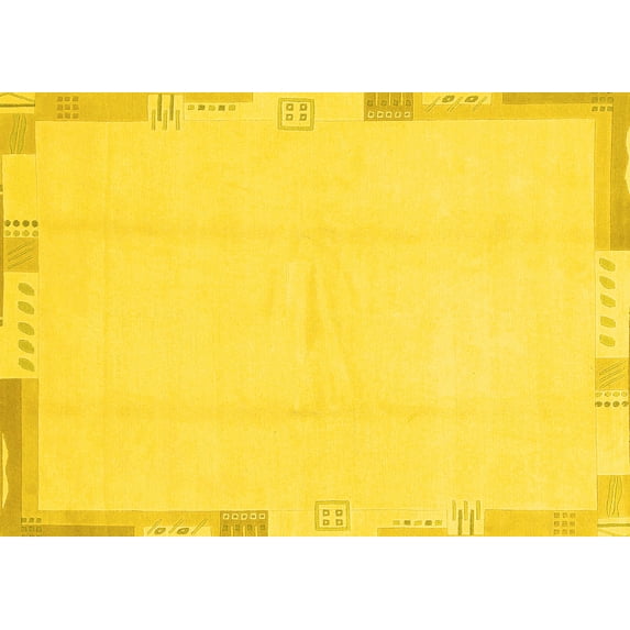 Ahgly Company Machine Washable Indoor Rectangle Solid Yellow Modern Area Rugs, 6' x 9'