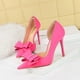 thumbnail image 2 of Zapatos de tacón alto clásicos para mujer, de moda, dulces, súper sexys, de boca baja, con punta lateral hueca, con lazo, para novia, 2 of 5