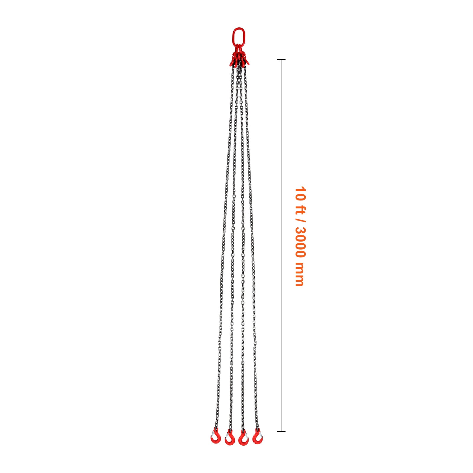 KFFKFF Chain Sling, 5/16 inch x 10 ft Chains for Lifting with Hooks, G80 Engine Hoist Chains, 11000 lbs/5 Ton Chains for Lifting Slings for Engine Hoist, Engine Lifting Chain with 4 Leg Grab Hooks