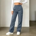 thumbnail image 5 of GUACER No Boundarie Women's Y2K Cargo Pants Elastic High Waist Straight Leg Utility Trousers with Zipper Pockets, 5 of 7